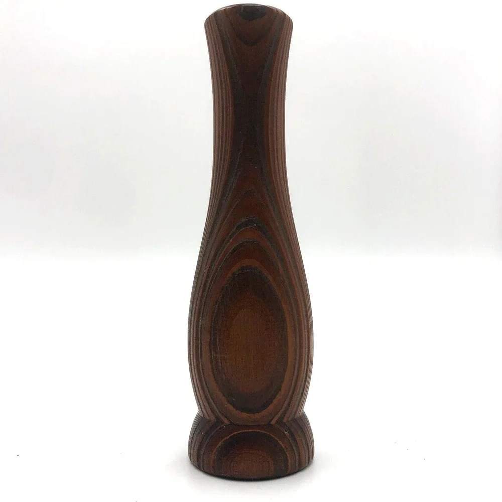 Vintage Handcrafted Cypress Wood Bud Vase gifts by GB for dry flowers